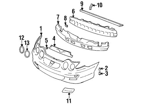 2001 Hyundai Tiburon Front Bumper Guard-Front Bumper Head Lamp, R Diagram for 86526-27500