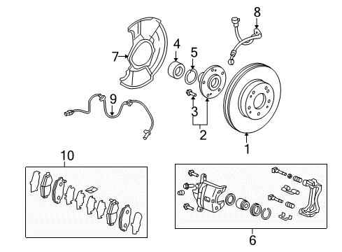 2011 Honda Civic Front Brakes Caliper Sub-Assembly, Right Front Diagram for 45018-SNE-A10