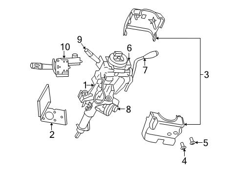 2009 Chrysler Aspen Keyless Entry Components Column-Steering Diagram for 5057569AA
