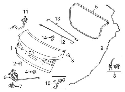 2015 Kia Forte Trunk Hinge Assembly-Trunk Lid Diagram for 79210A7000