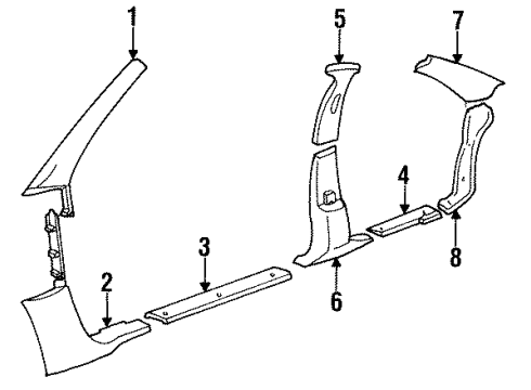 1993 Chrysler Concorde Interior Trim - Pillars, Rocker & Floor Panel-Quarter Trim Upper Diagram for PC34RW8