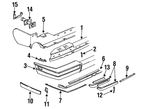 1986 Cadillac Seville Rear Bumper Reflx Asm-Rear Bumper Diagram for 16508661