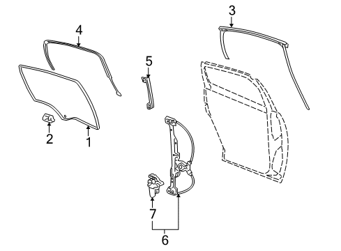 2005 Buick LaCrosse Rear Door Door Glass Diagram for 10357845