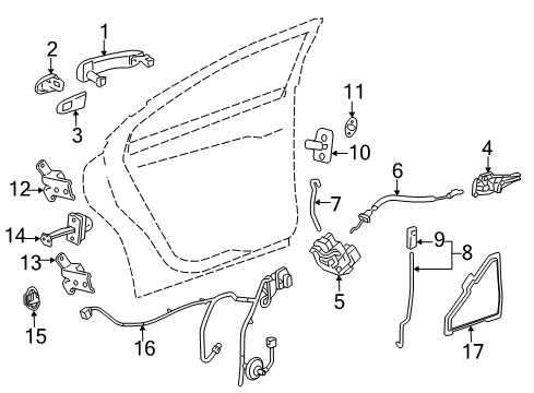 2014 Buick Verano Rear Door Lock Cable Diagram for 13281819