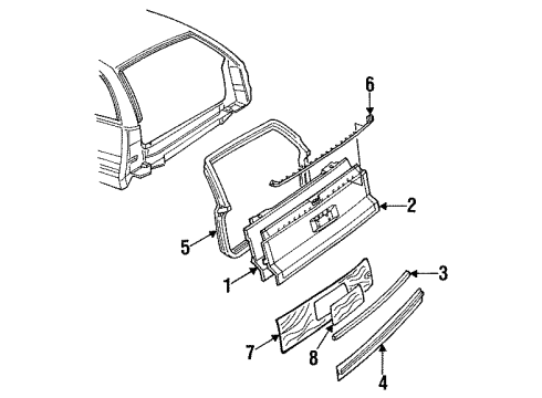 1994 Buick Commercial Chassis Gate & Hardware Molding Asm-End Gate Transfer Lower Finish *Black Diagram for 10230192