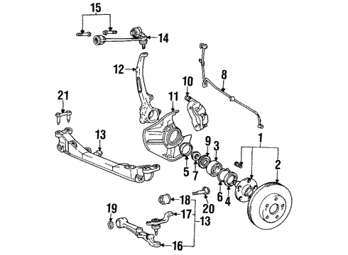 1990 Lexus LS400 Anti-Lock Brakes Sensor, Speed Diagram for 89546-50010