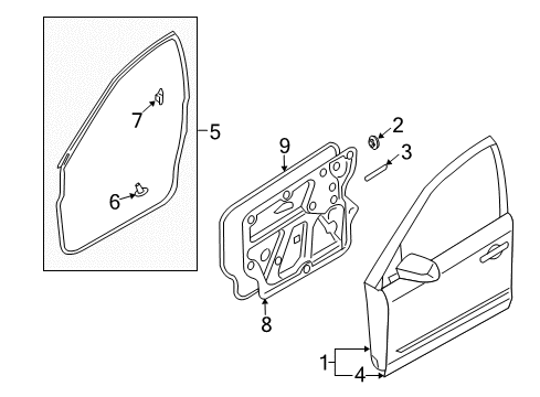 2003 Nissan Murano Front Door WEATHERSTRIP Front Door RH Diagram for 80830-CB00C