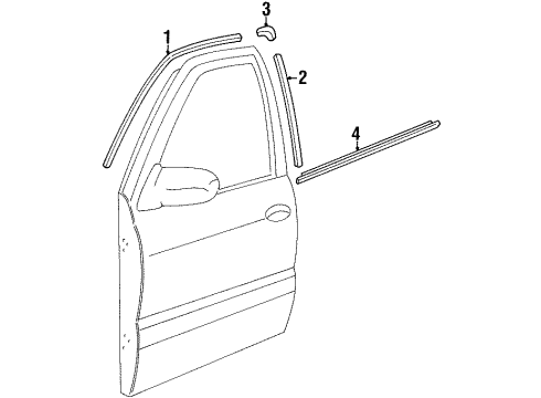 2000 Kia Sportage Exterior Trim - Front Door WEATHERSTRIP-Glass Out, LH Diagram for 0K01259810