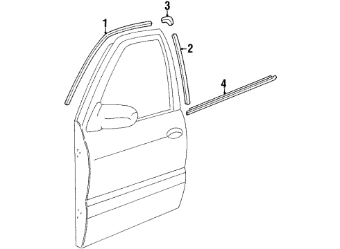 2000 Kia Sportage Exterior Trim - Front Door WEATHERSTRIP-Glass Door Outer Diagram for 0K01258810