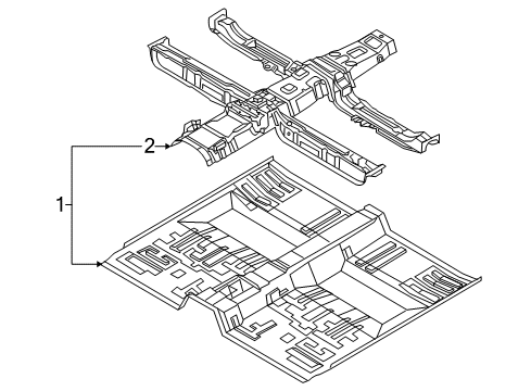 2007 Kia Amanti Pillars, Rocker & Floor - Floor & Rails Panel Assembly-Floor Center Diagram for 651003F700