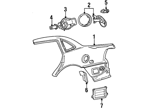 1999 Ford Taurus Fuel Door Fuel Pocket Diagram for YF1Z5427936AA