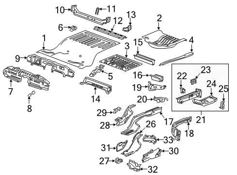 2018 Buick Regal TourX Rear Body - Floor & Rails Rail Extension Support Diagram for 23298058