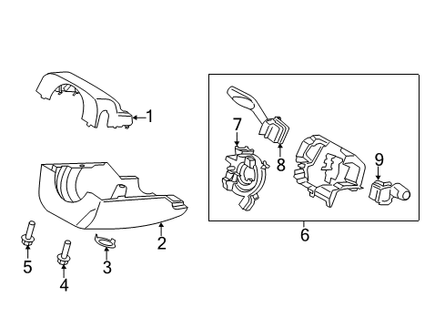 2017 Lincoln MKZ Shroud, Switches & Levers Upper Column Cover Diagram for DP5Z-3530-AA