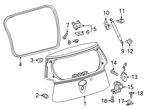 2013 Scion iQ Lift Gate Lift Cylinder Diagram for 68950-0W561