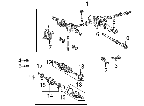 2000 Lexus LX470 Carrier & Front Axles Ring, Hole Snap (For Front Axle Inboard Joint Set) Diagram for 43425-60020