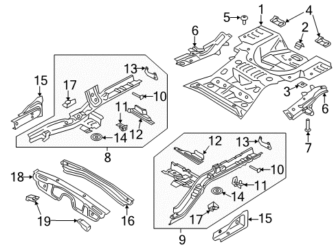 2017 Lincoln Continental Rear Floor & Rails Front Crossmember Diagram for G3GZ-5410780-C