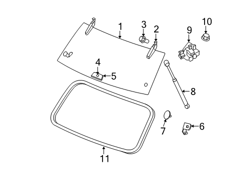 2008 Jeep Commander Lift Gate - Glass & Hardware WEATHERSTRIP-LIFTGATE Glass Diagram for 55369015AK