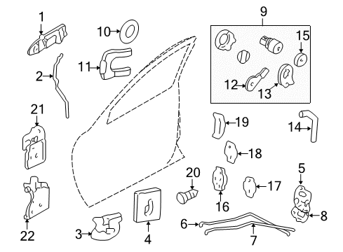 2000 Chevrolet Impala Rear Door Rod-Front Side Door Inside Handle <Use 1C5L Diagram for 10287287