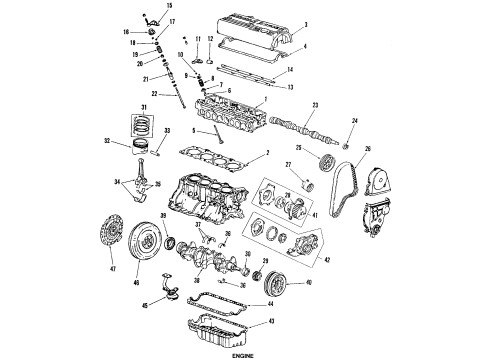 1986 Honda Accord Engine Parts, Mounts, Cylinder Head & Valves, Auxiliary Valve, Camshaft & Timing, Oil Pan, Oil Pump, Crankshaft & Bearings, Pistons, Rings & Bearings Gasket, Cylinder Head Diagram for 12251-PH4-003
