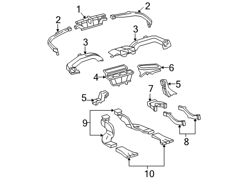 2010 Lexus ES350 Ducts Duct, Heater To Register, NO.1 Diagram for 55843-33150