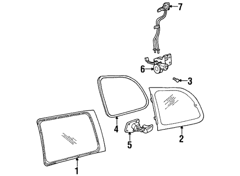 1995 Ford Windstar Quarter Window Quarter Glass Retainer Diagram for F58Z-16223A52-A