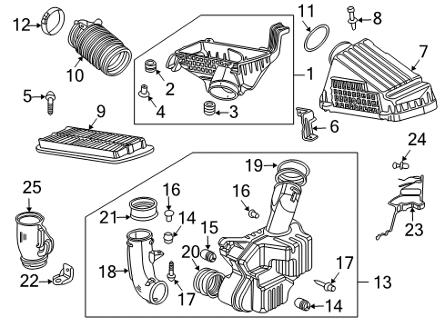 2003 Honda Accord Filters Cover, Air Cleaner Diagram for 17211-RCA-A00
