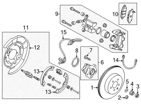 2011 Infiniti M37 Parking Brake Hose Assy-Brake, Rear Diagram for 46210-1MM1A
