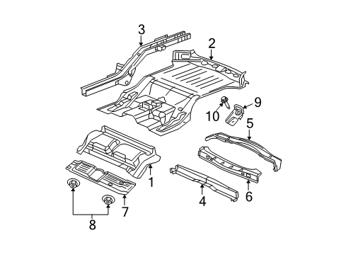 2008 Jeep Commander Rear Body - Floor & Rails Pan-Floor Diagram for 55396628AL