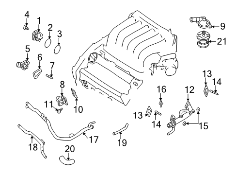 2002 Infiniti I35 Powertrain Control Rear Heated Oxygen Sensor Diagram for 226A0-5Y701