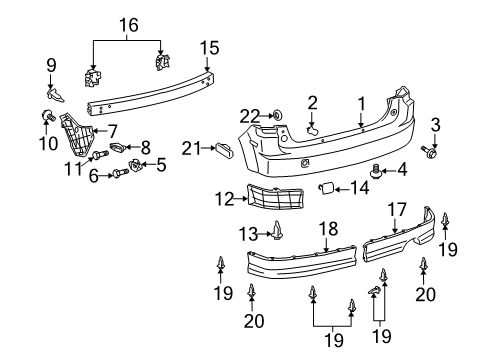 2004 Scion xB Rear Bumper Reflector Nut Diagram for 81721-14010