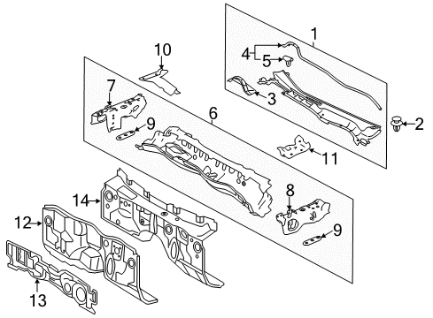 2020 Lexus IS350 Cowl INSULATOR, Dash Panel Diagram for 55223-53121