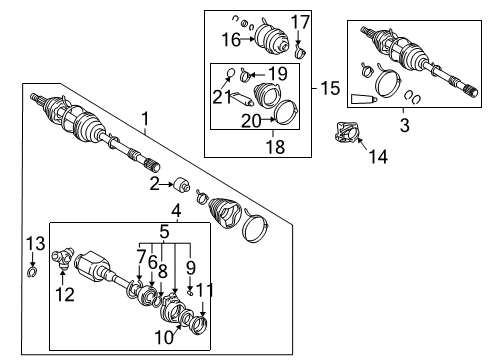 2005 Pontiac Vibe Drive Axles - Front Boot Kit, Front Wheel Drive Shaft Tri-Pot & Cv Joint Diagram for 88972759