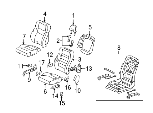 2010 Honda Civic Front Seat Components Pad, L. FR. Seat Cushion Diagram for 81537-SVA-A01