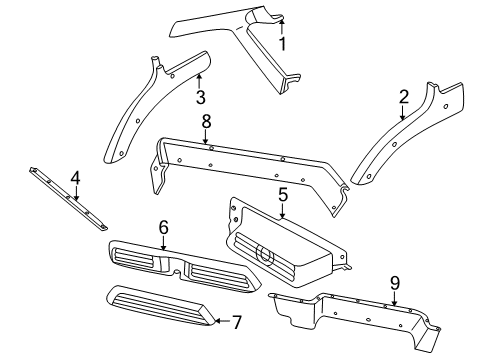 1999 Dodge Ram 2500 Van Interior Trim - Pillars, Rocker & Floor Molding-Windshield GARNISH Diagram for 5FA18RK5AG