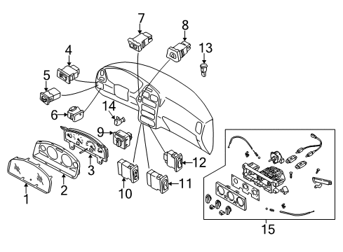 2002 Nissan Pathfinder Window Defroster Speedometer Assembly Diagram for 24820-5W504