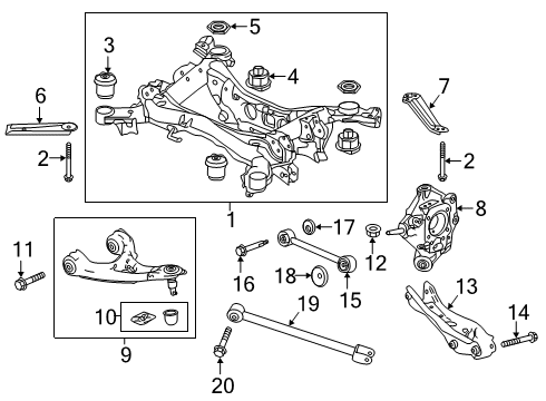 2022 Honda Passport Rear Suspension Knuckle Complete Left Rear Diagram for 52215-TGT-A00