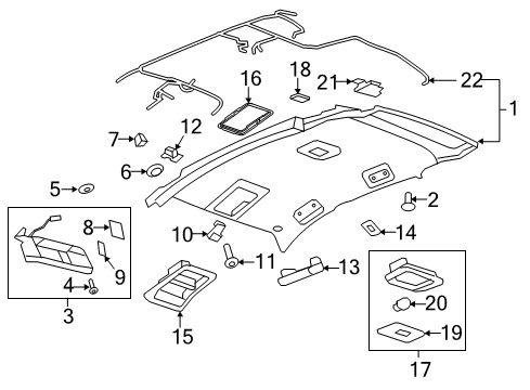 2012 Chevrolet Captiva Sport Interior Trim - Roof Headliner Diagram for 19257756