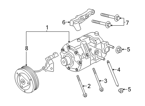 2020 Ford Escape A/C Compressor Clutch & Pulley Diagram for JX6Z-19V649-D