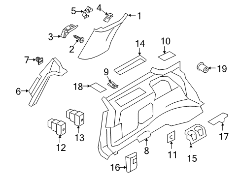 2007 Lincoln Navigator Power Seats Quarter Trim Panel Diagram for 7L1Z-7831013-DB