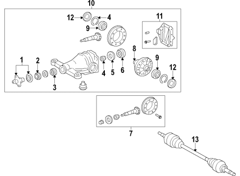 2020 Lexus LC500 Rear Axle, Differential, Drive Axles, Propeller Shaft Carrier Assembly, Differential Diagram for 41110-11040