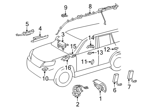 2020 Lexus GX460 Air Bag Components Sensor STEERIG W/LO Diagram for 8924B-10010