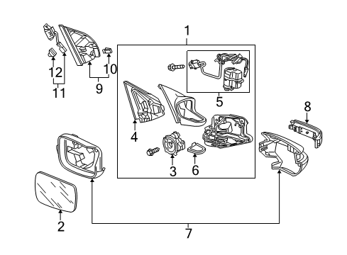 2013 Acura ZDX Mirrors Light, Driver Side Side Turn Diagram for 34351-STX-306