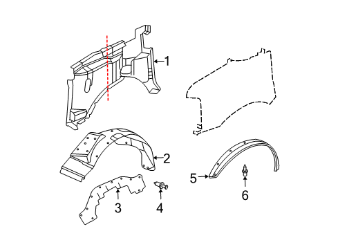 2006 GMC Savana 2500 Inner Components - Fender Wheelhouse Diagram for 84038750