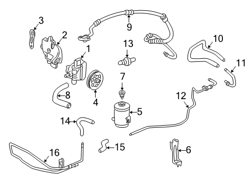 2002 Honda Accord P/S Pump & Hoses, Steering Gear & Linkage Pump Assembly, Power Steering (Reman) Diagram for 56100-PAA-A03RM
