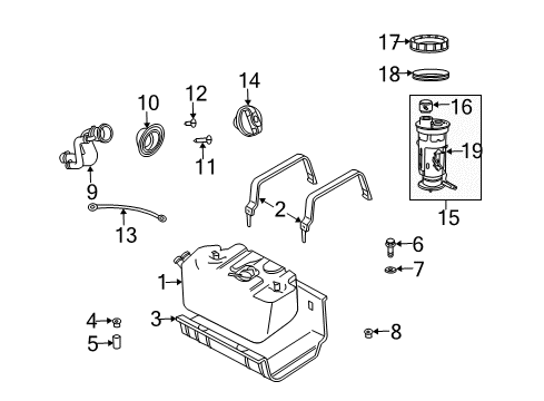 2006 Jeep Wrangler Fuel System Components Fuel Tank Diagram for 52059617AJ