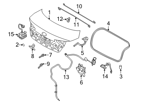 2012 Kia Optima Parking Aid Bar Trunk Lid Hinge Diagram for 792732T000