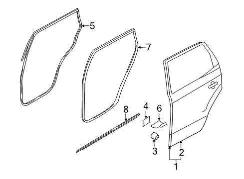 2006 Kia Sportage Rear Door WEATHERSTRIP-Rear Door Body Side Diagram for 831101F000EZ