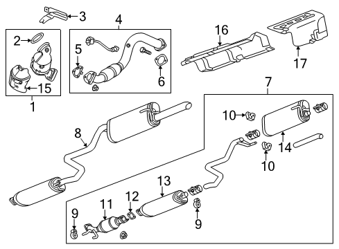 2020 Chevrolet Sonic Exhaust Components Muffler W/Tailpipe Diagram for 42466209