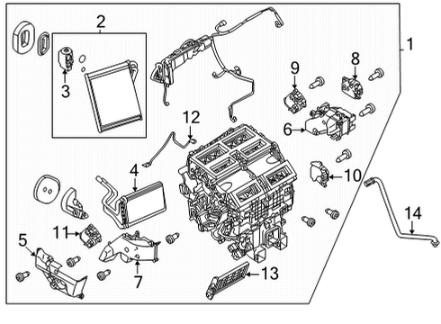 2021 Nissan Rogue A/C Evaporator & Heater Components Core Assy-Front Heater Diagram for 27140-6RF0A
