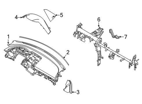 2021 Hyundai Elantra Cluster & Switches, Instrument Panel COVER ASSY-C/PAD MAIN SIDE, RH Diagram for 84766-AA000-NNB